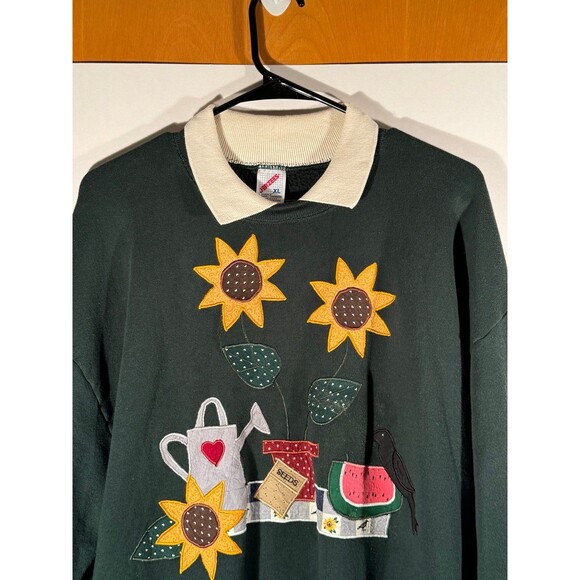 Vintage Jerzees Sunflower Outdoor Gardening Summer Sweater XL‎ USA - Picture 2 of 8